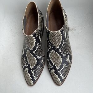 Madewell Women's animal  Snakeskin print Boot Leather Block Heel Size 7